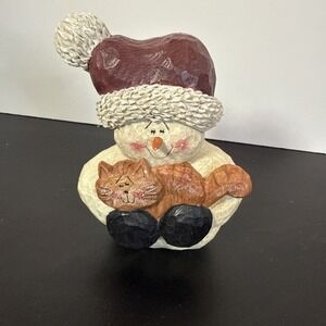 Crazy Mountain Snowman With Cat 4.5" tall